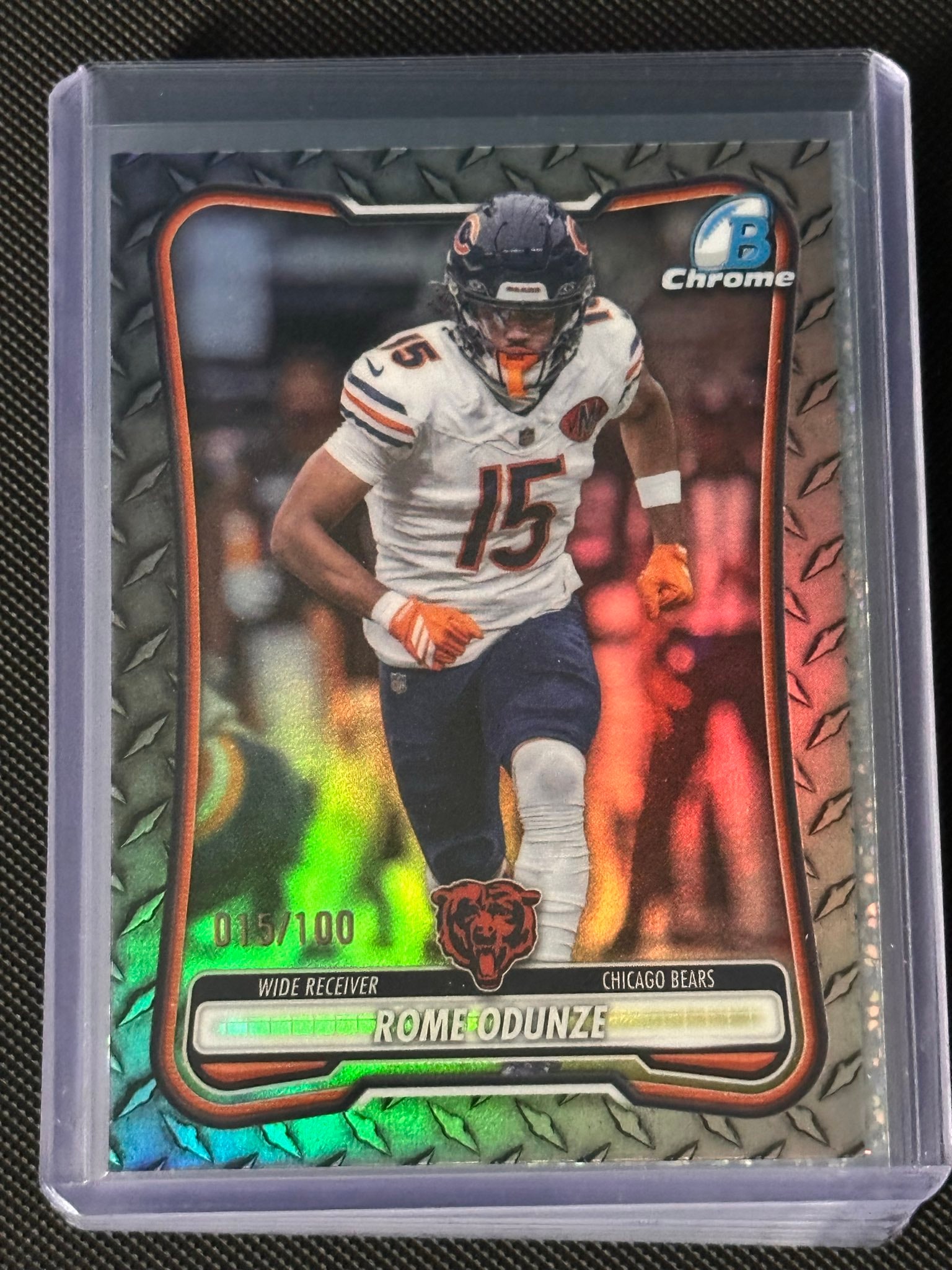 Rome Odunze Steel Metal Refractor serial 15 of 100