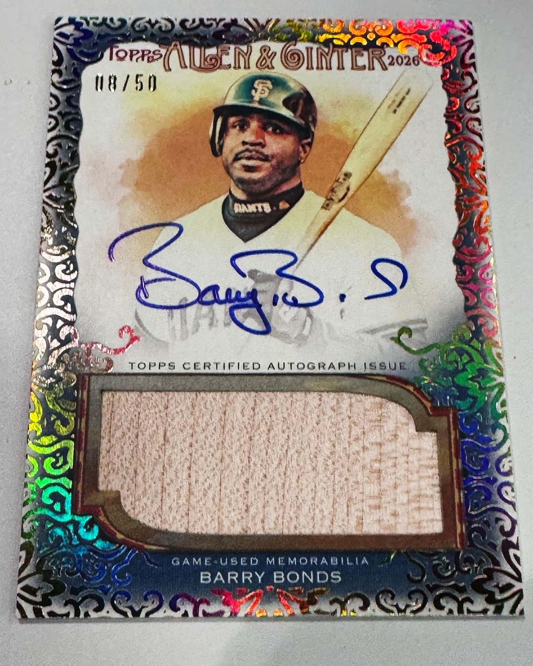 Barry Bonds Gold Filagree serial 8 of 50