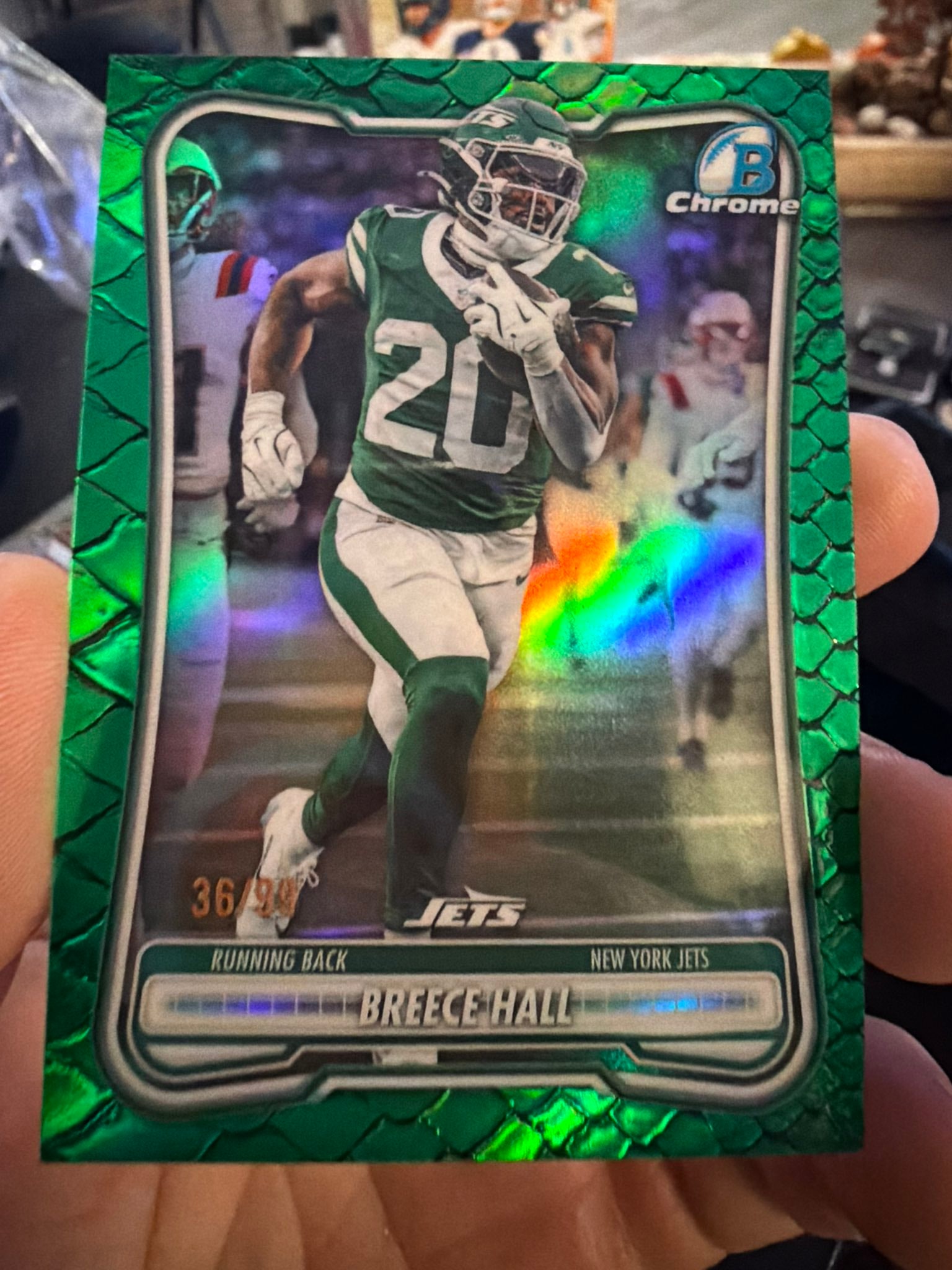 Breece Hall Green Reptilian Refractor serial 36 of 99