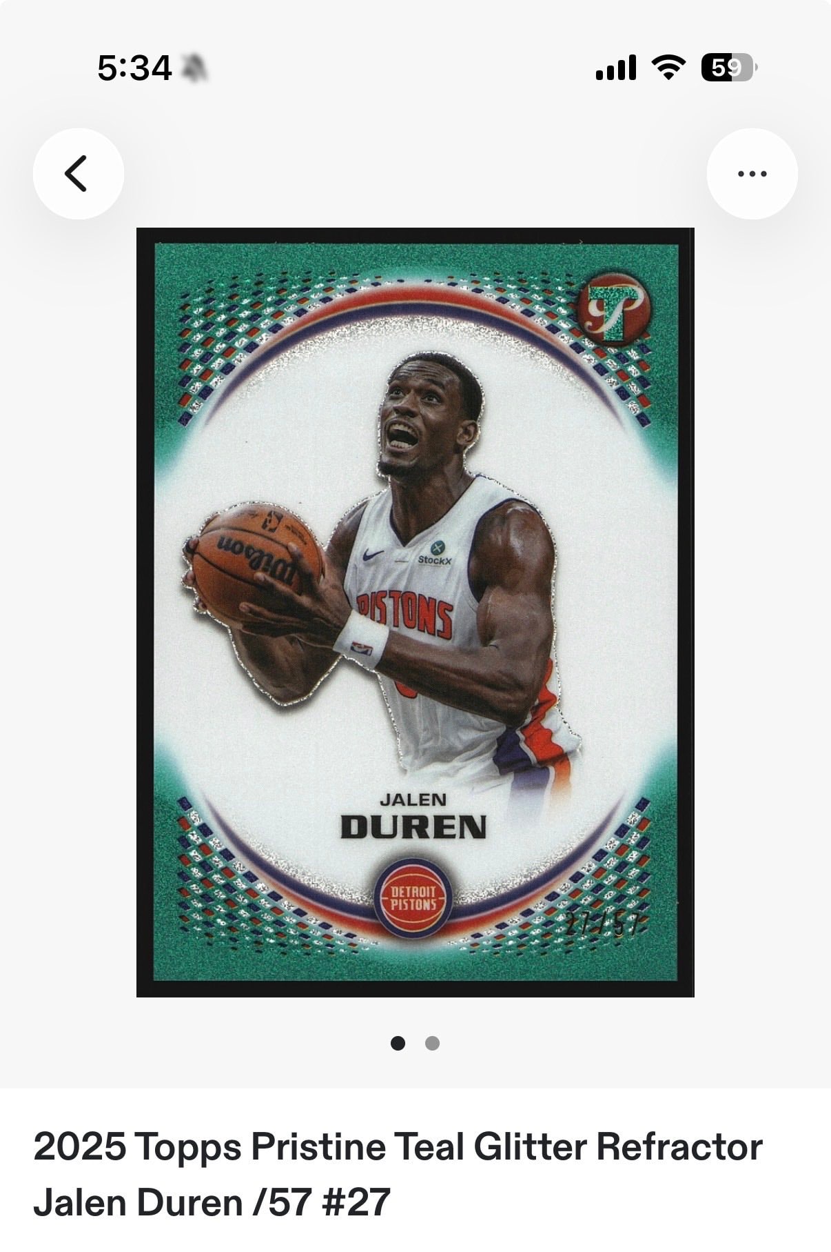 Jalen Duren Teal Glitter serial 27 of 57
