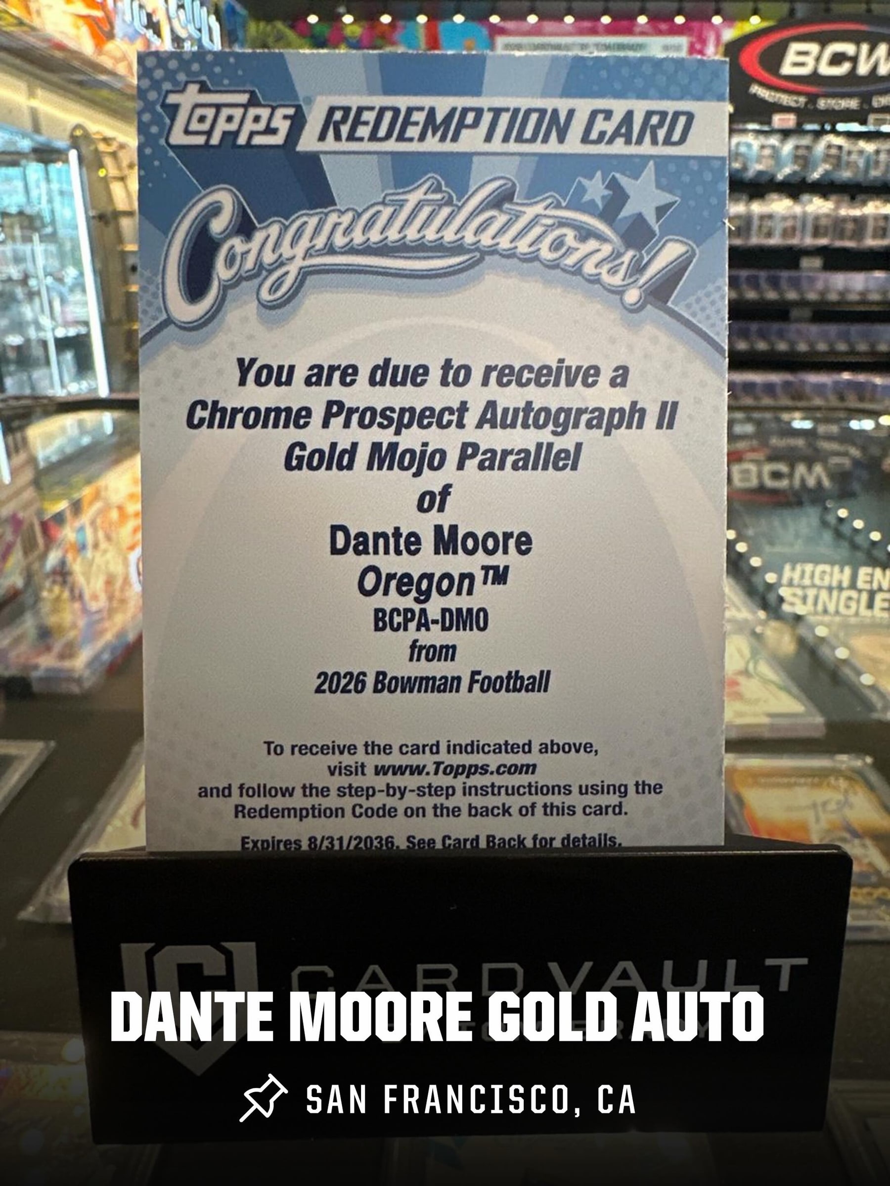 Dante Moore Gold Mojo, serial not yet known