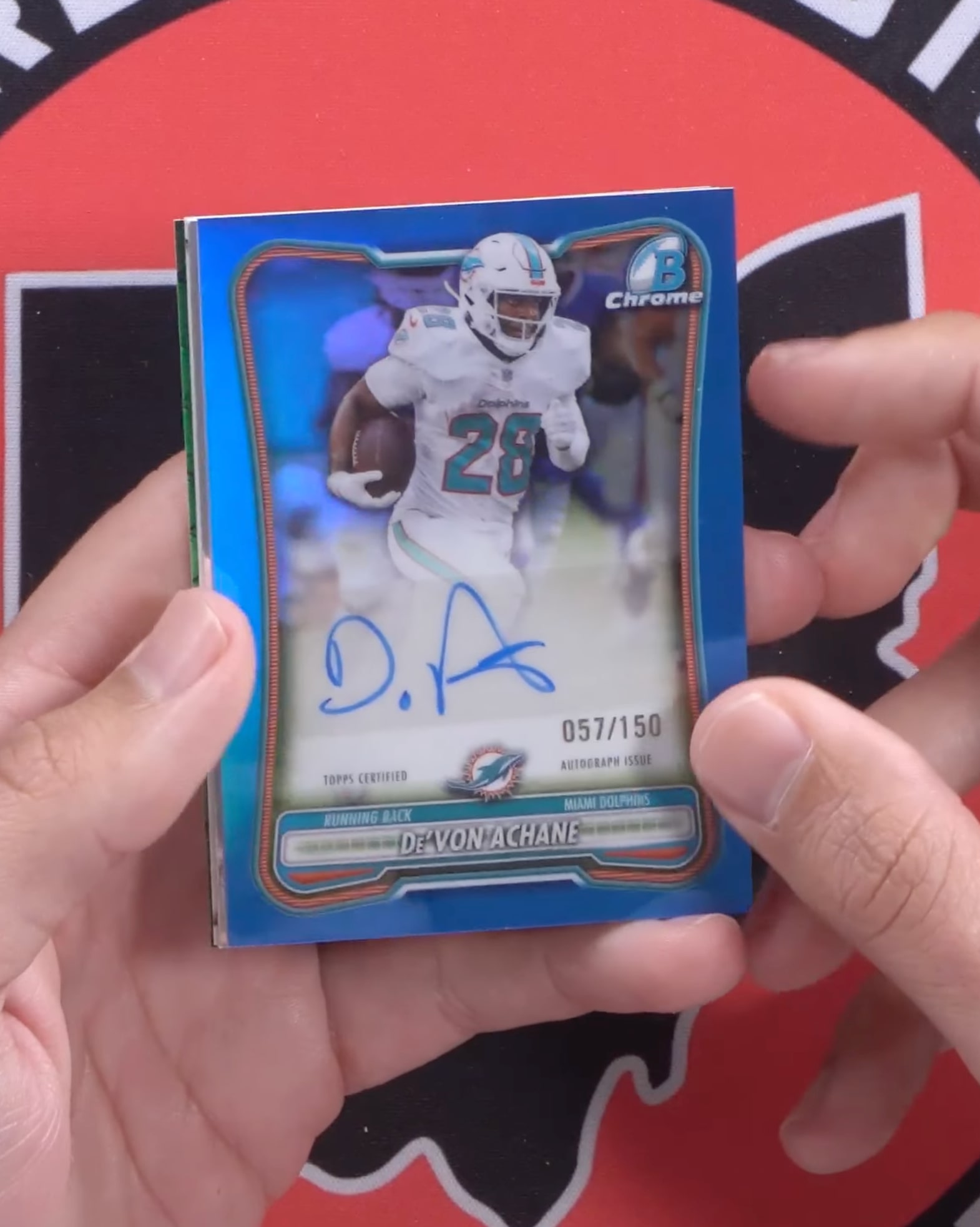 De'Von Achane Blue Refractor serial 57 of 150