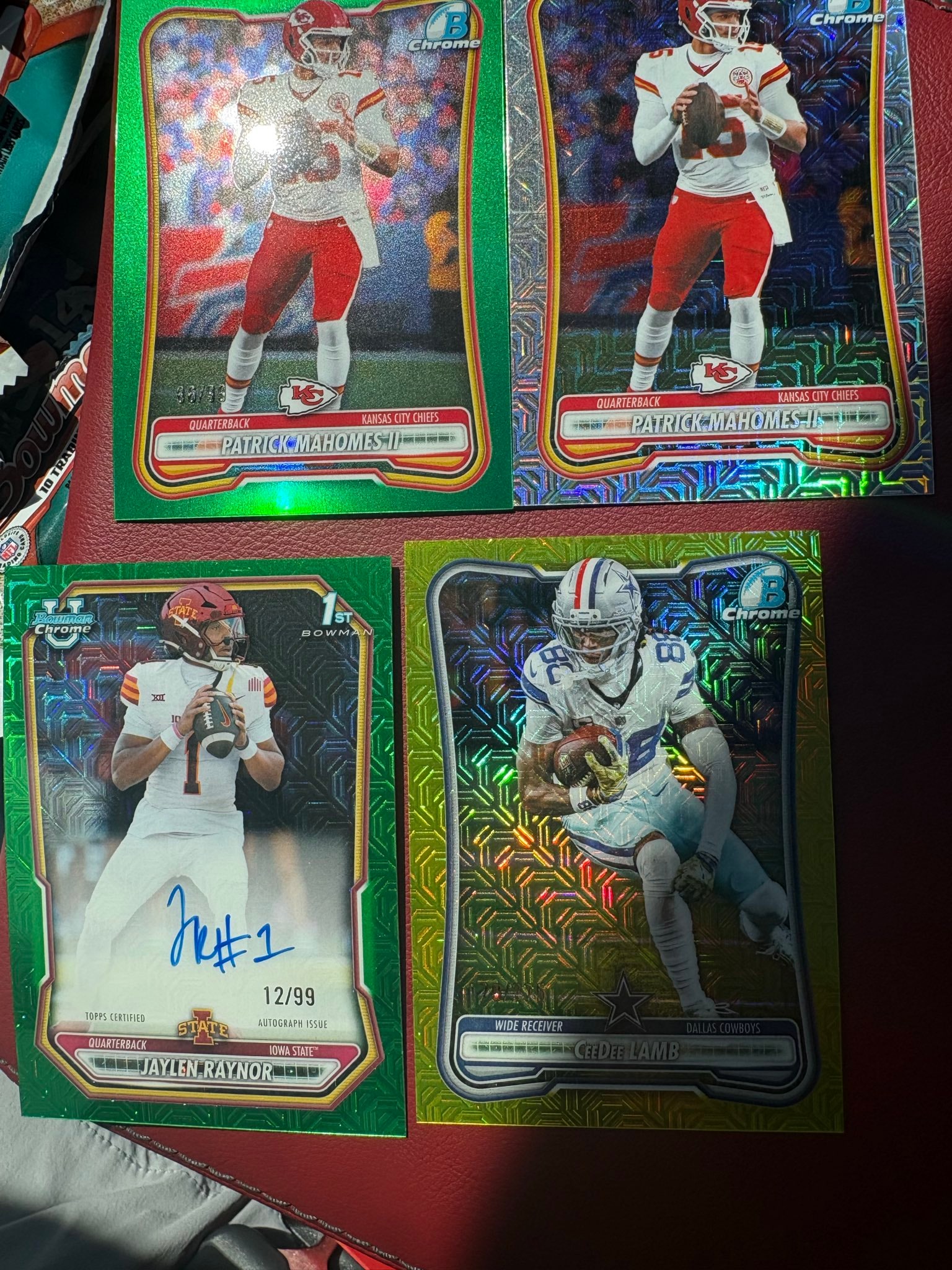 Patrick Mahomes II Green Refractor serial 66 of 99