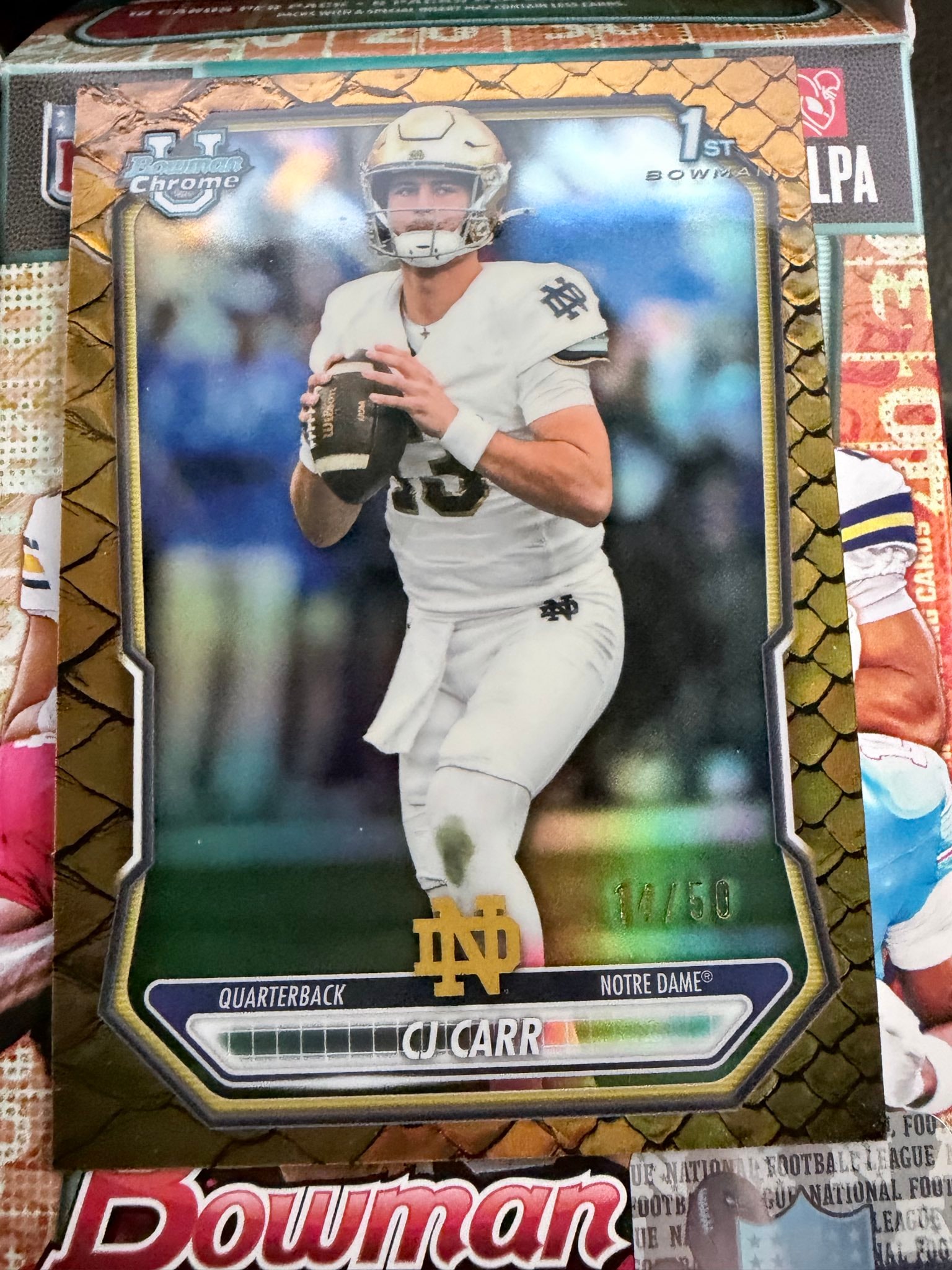 CJ Carr Gold Reptilian Refractor serial 14 of 50