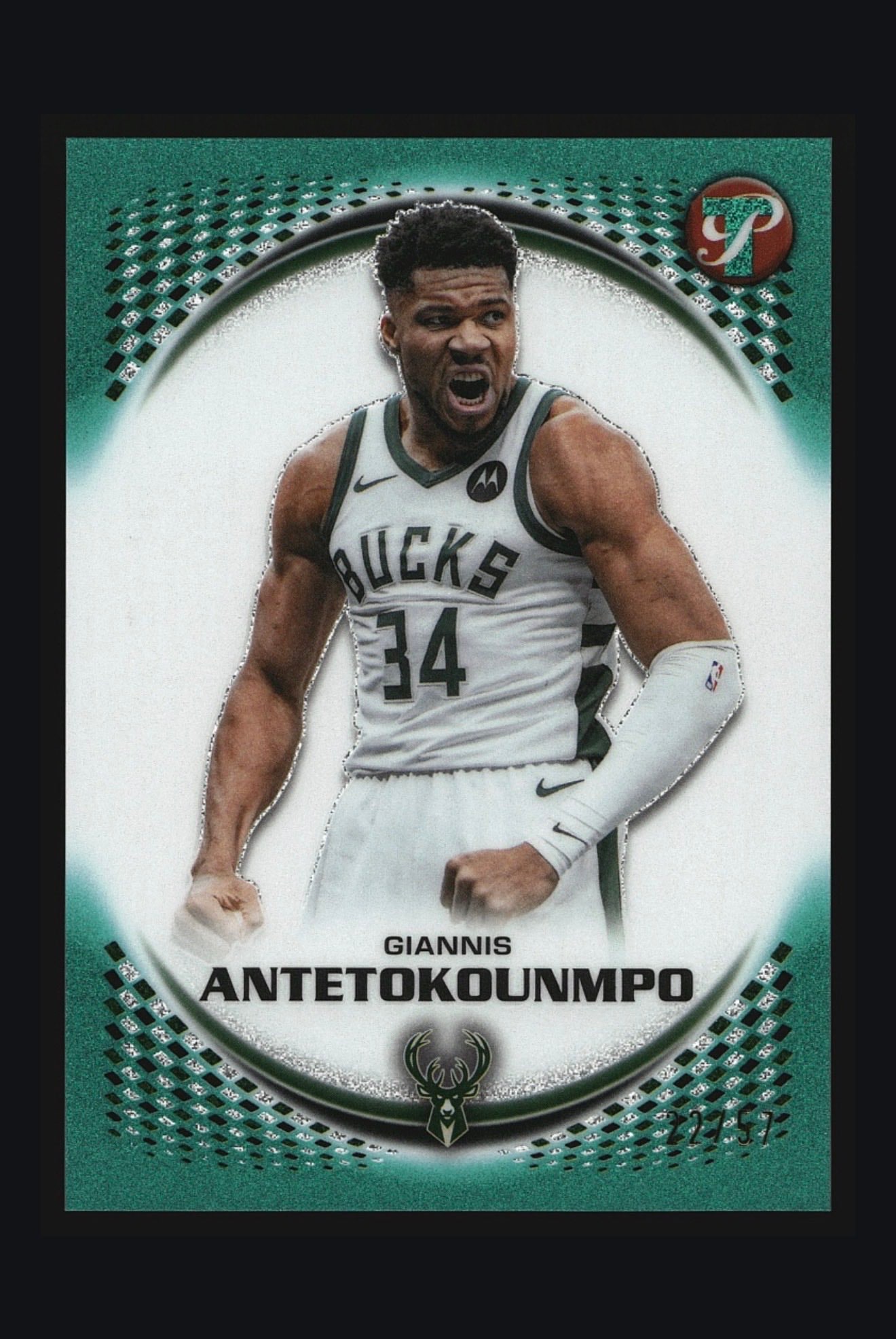 Giannis Antetokounmpo Teal Glitter serial 22 of 57