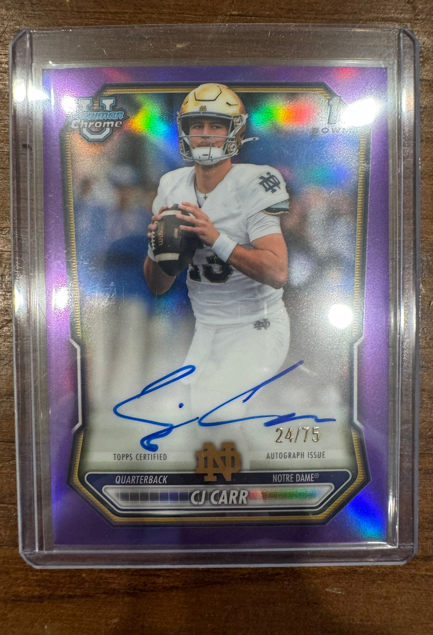 CJ Carr Purple Refractor serial 24 of 75