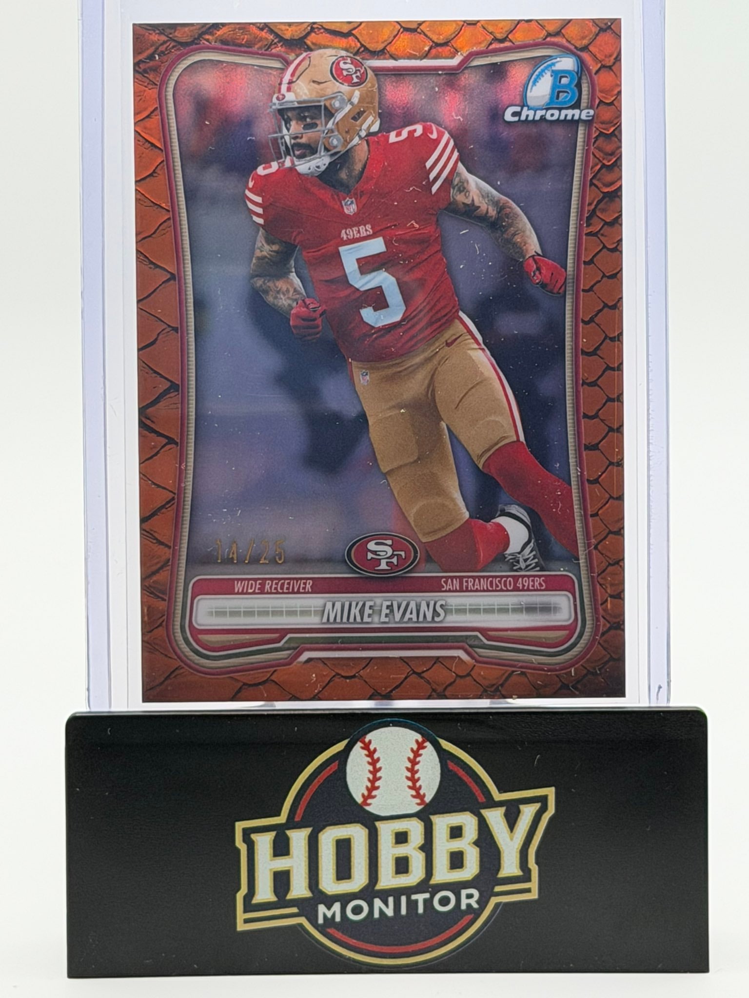 Mike Evans Orange Reptilian Refractor serial 14 of 25