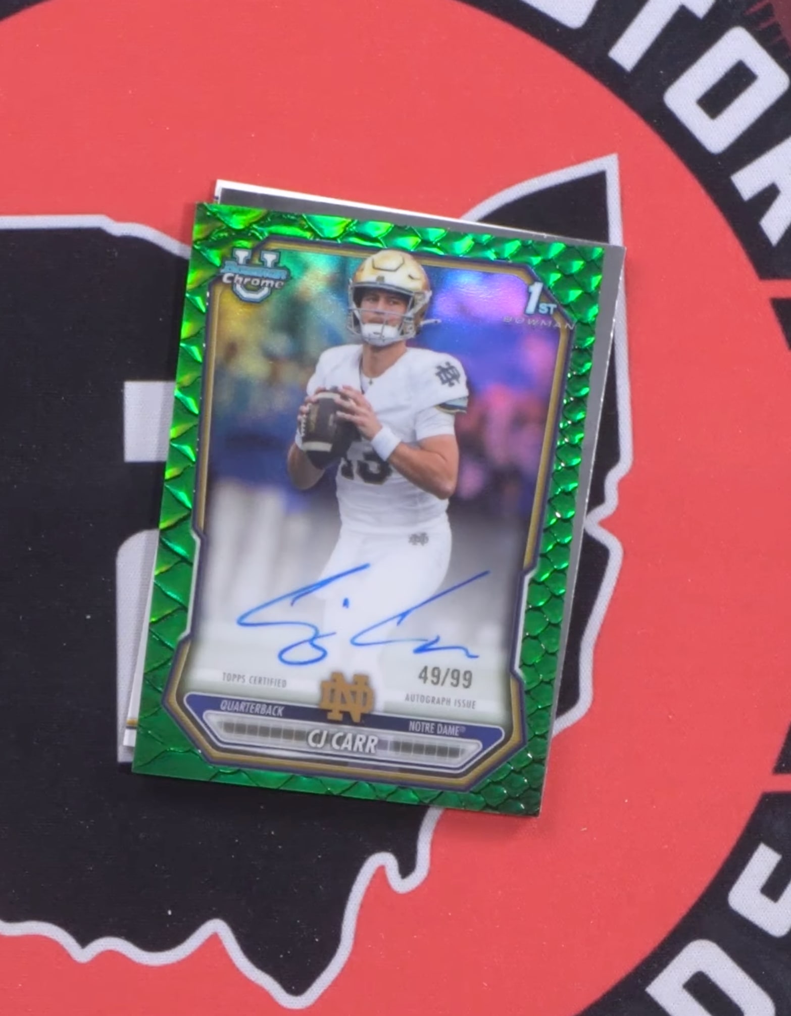 CJ Carr Green Reptilian Refractor serial 49 of 99