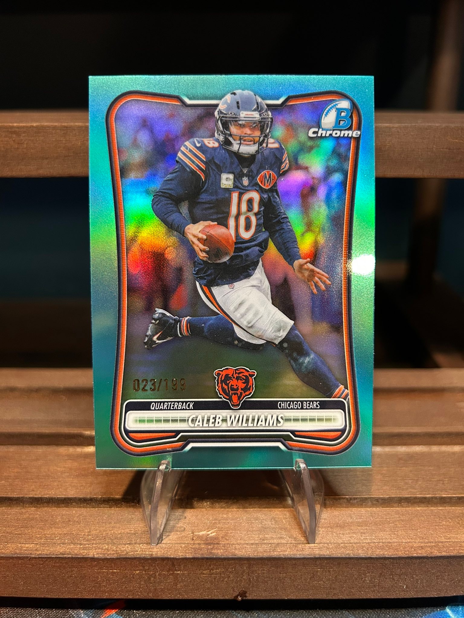 Caleb Williams Aqua Refractor serial 23 of 199