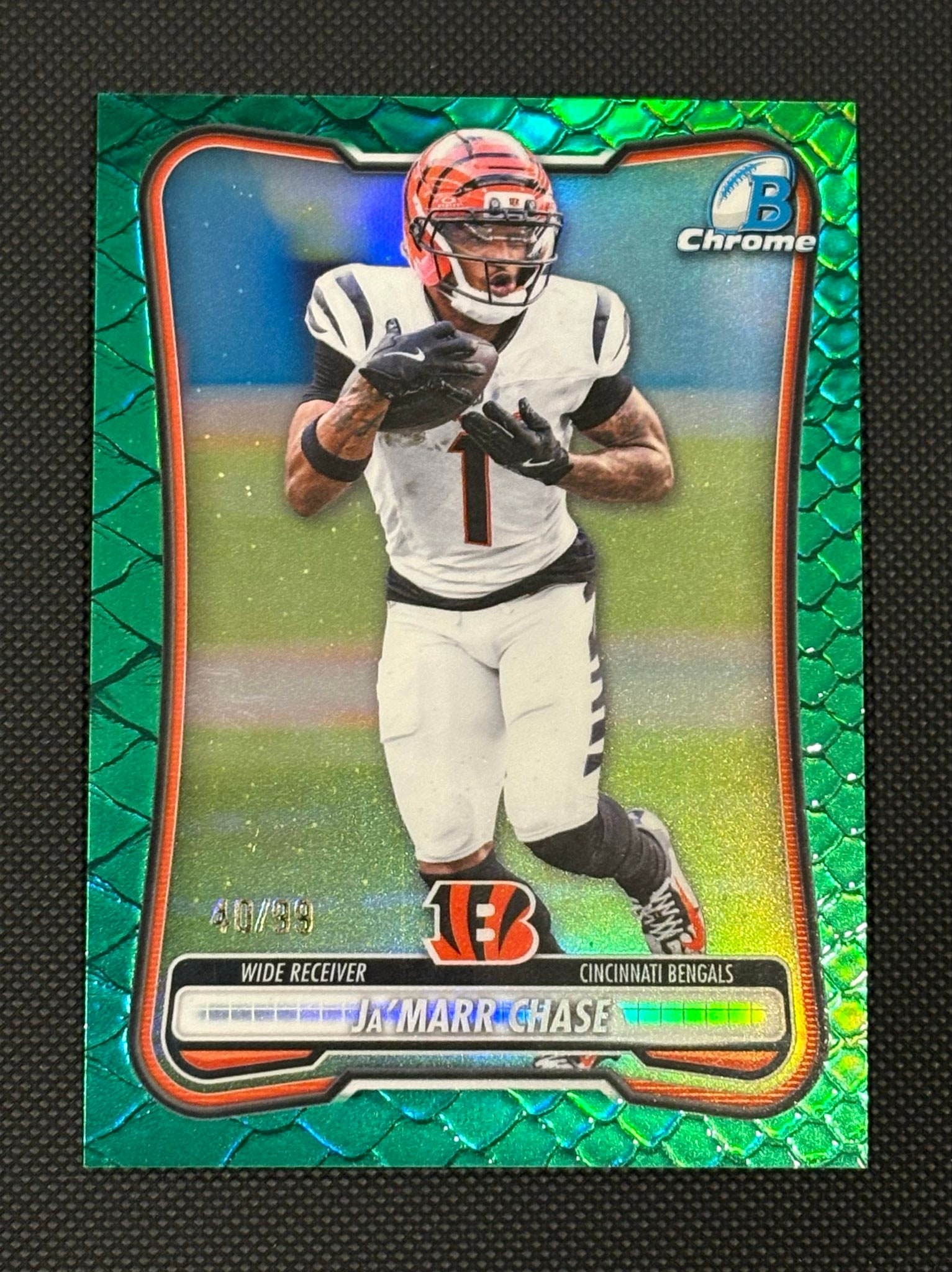 Ja'Marr Chase Green Reptilian Refractor serial 40 of 99