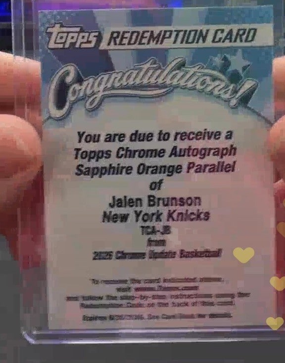 Jalen Brunson Orange Sapphire, serial not yet known