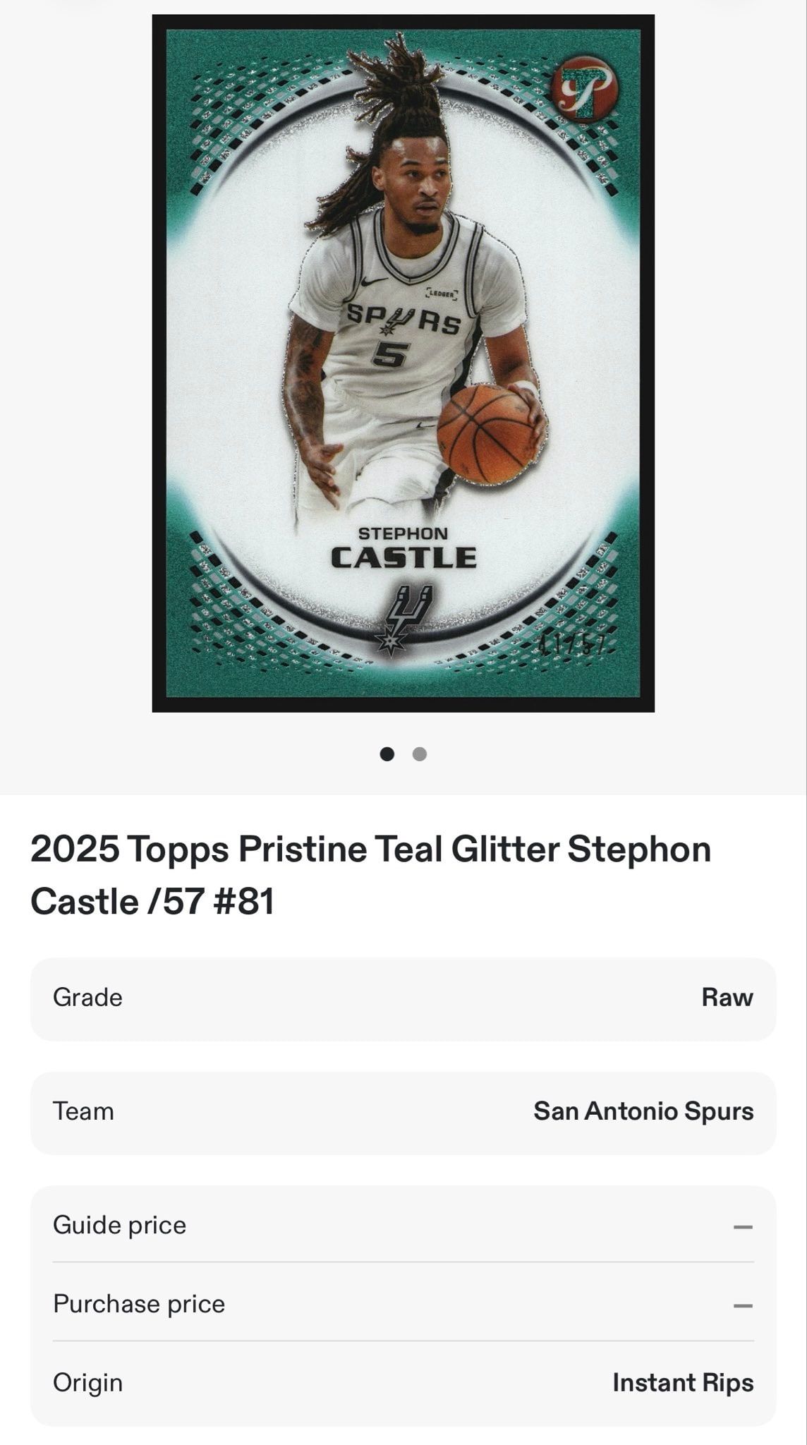 Stephon Castle Teal Glitter serial 41 of 57