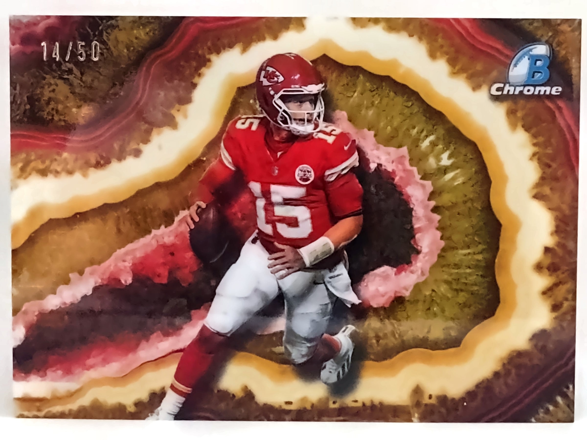 Patrick Mahomes II Gold Crystal Refractor serial 14 of 50