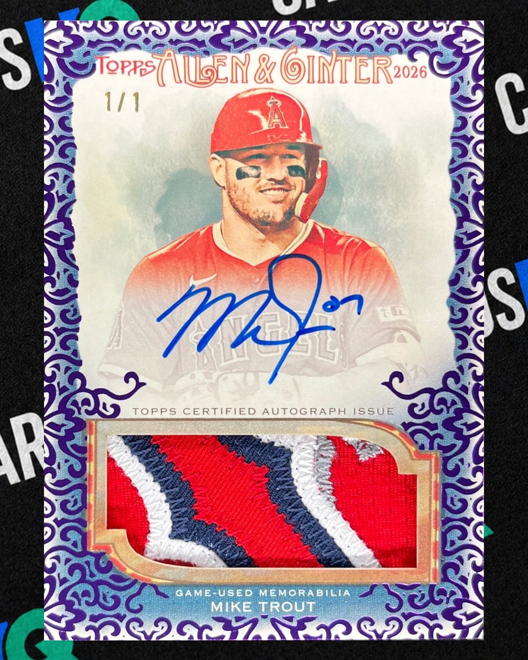 Mike Trout Purple Filagree serial 1 of 1